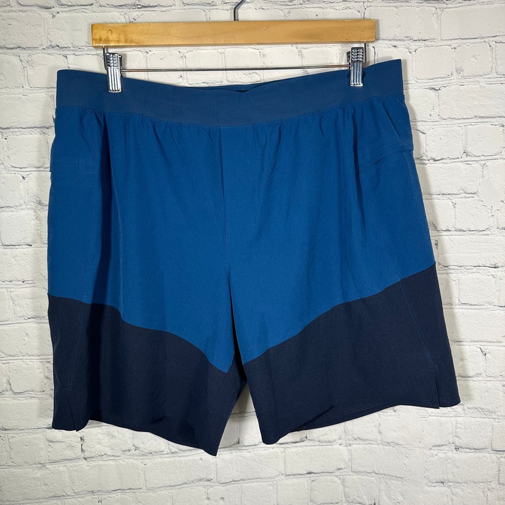 Lululemon Surge Short 6 SE Lined Mens Blue Colorblock Running Shorts XXL